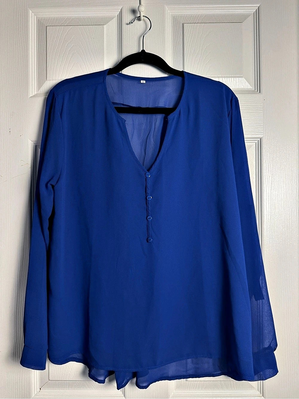 Blue Polyester Blouse Size XL Like New